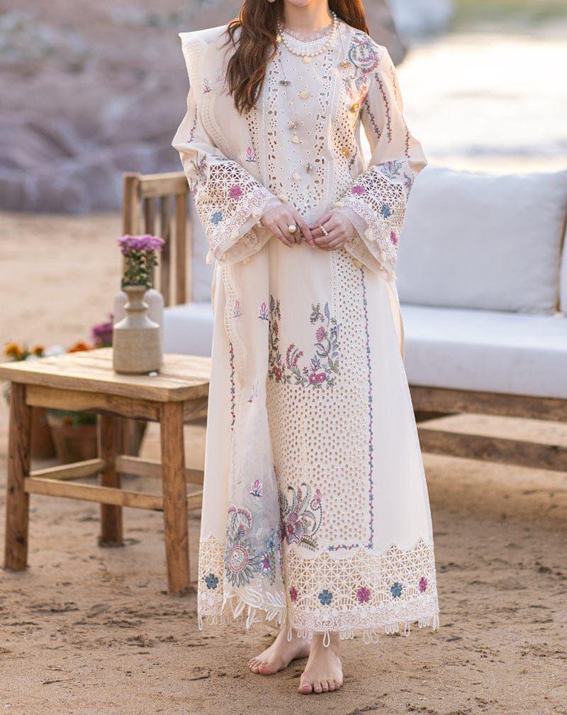 QALAMKAR 3 PC EMROIDERY LAWN HIT CODE|1002