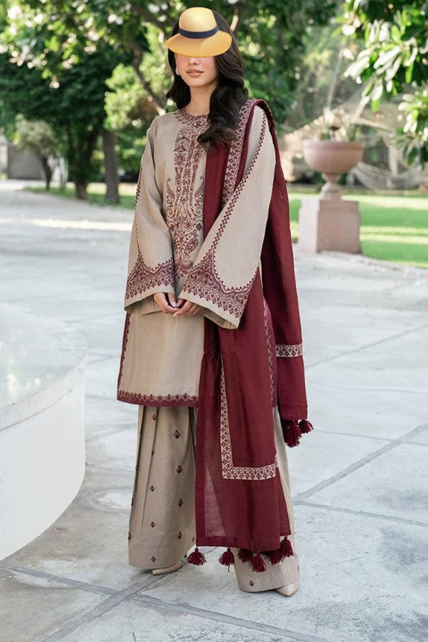 BARUQE 3 PC EMROIDERY LAWN HIT CODE|101