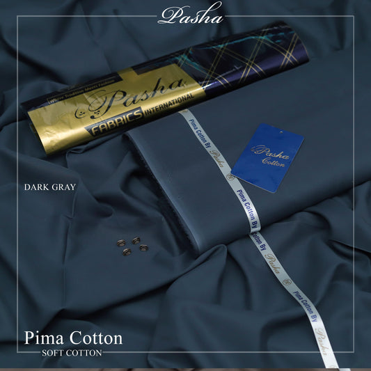 Pasha PIMA Quality soft cotton Unstitched fabric for men I DARK GRAY