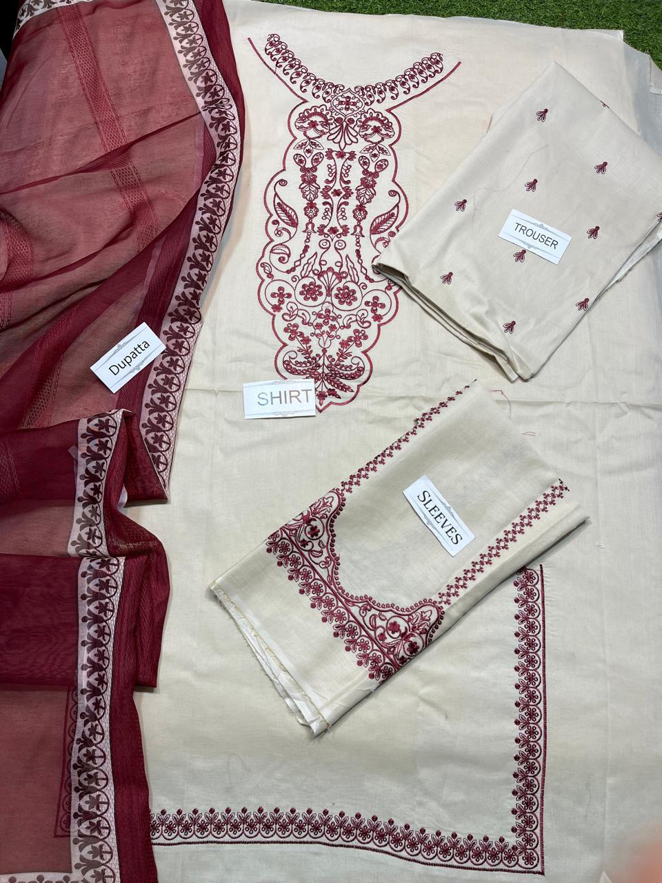 BARUQE 3 PC EMROIDERY LAWN HIT CODE|101