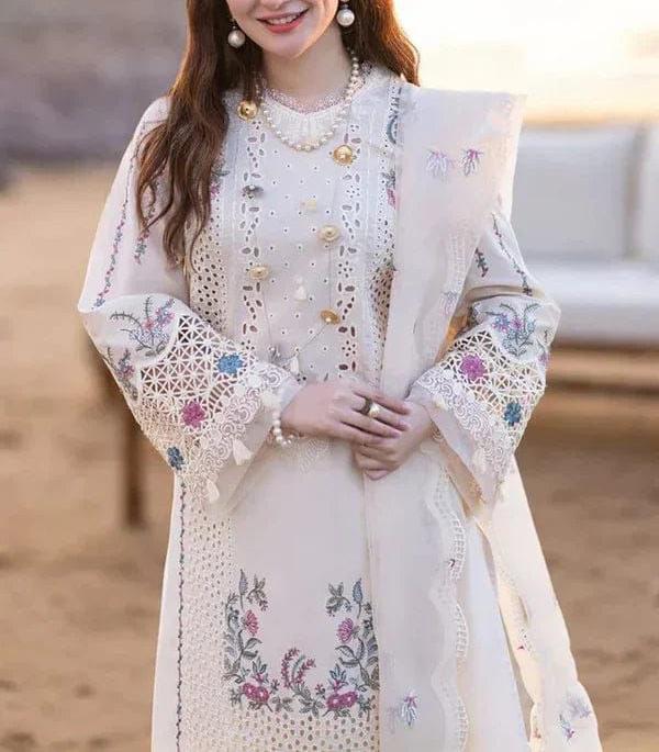 QALAMKAR 3 PC EMROIDERY LAWN HIT CODE|1002