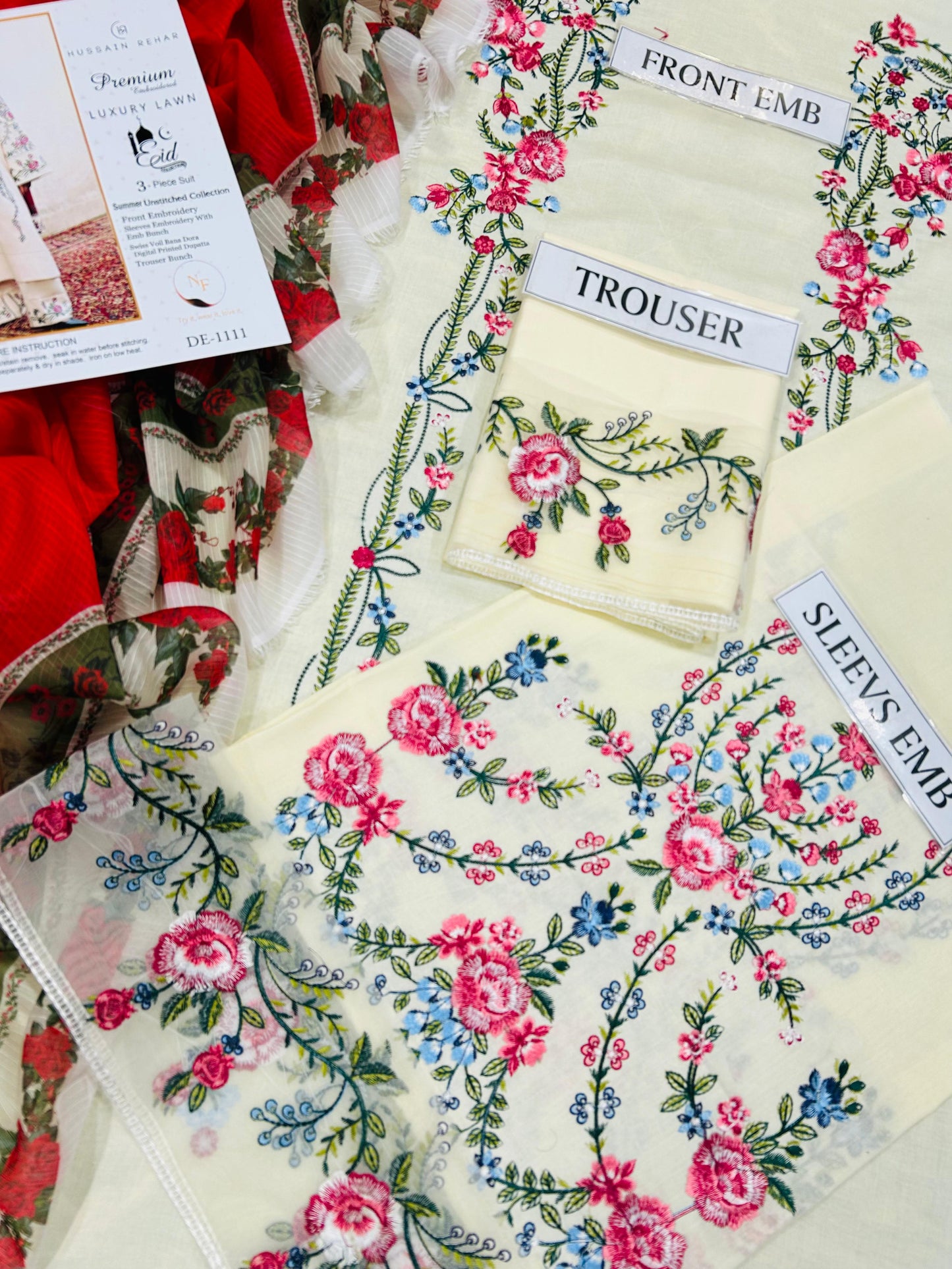 HUSAIN REHAR 3 PC EMROIDERY LAWN HIT CODE|1113