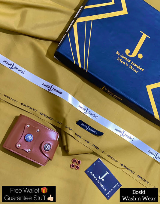 J.WASH N WEAR BOSKI SUIT| LIGHT MEHNDI  (FREE WALLET)