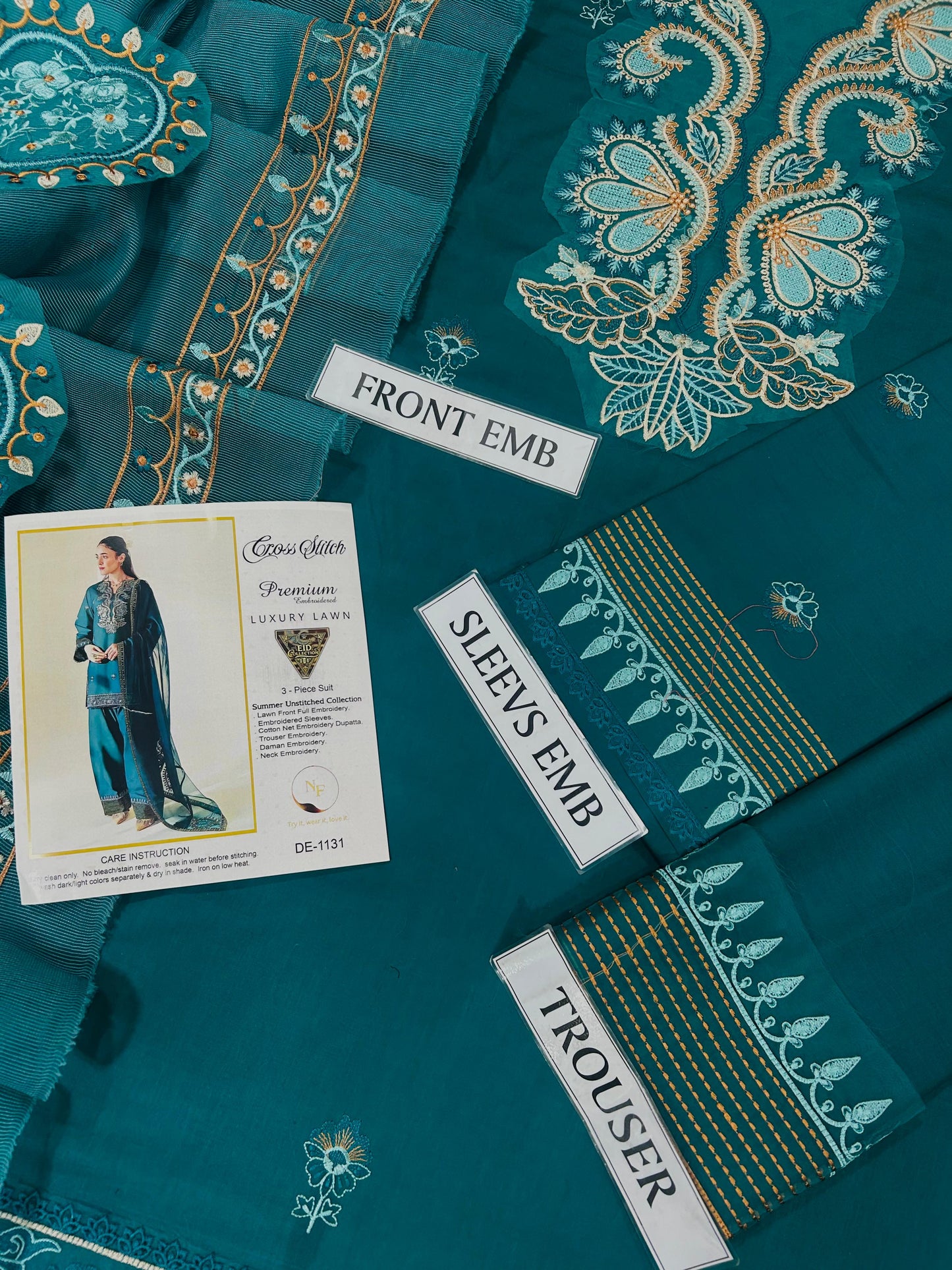 CROSS STICH 3 PC EMROIDERY LAWN HIT CODE|1131