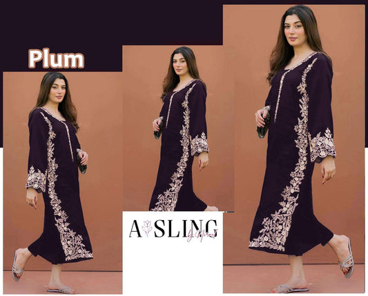 ASLING LAWN EMBROIDERY 2PC SUIT |plum
