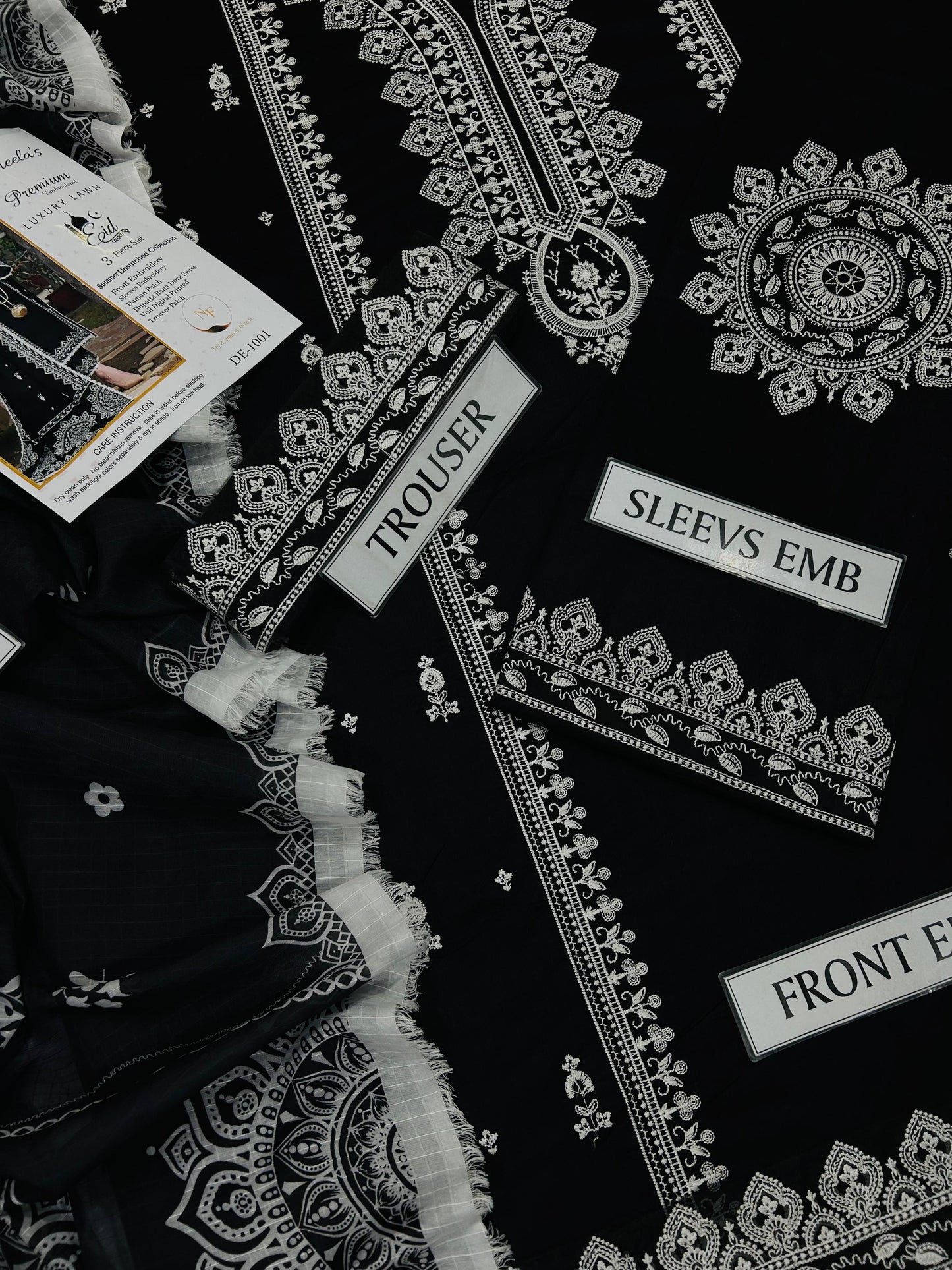 3 pc luxury lawn embroidery suit by ANEELAS  code #008