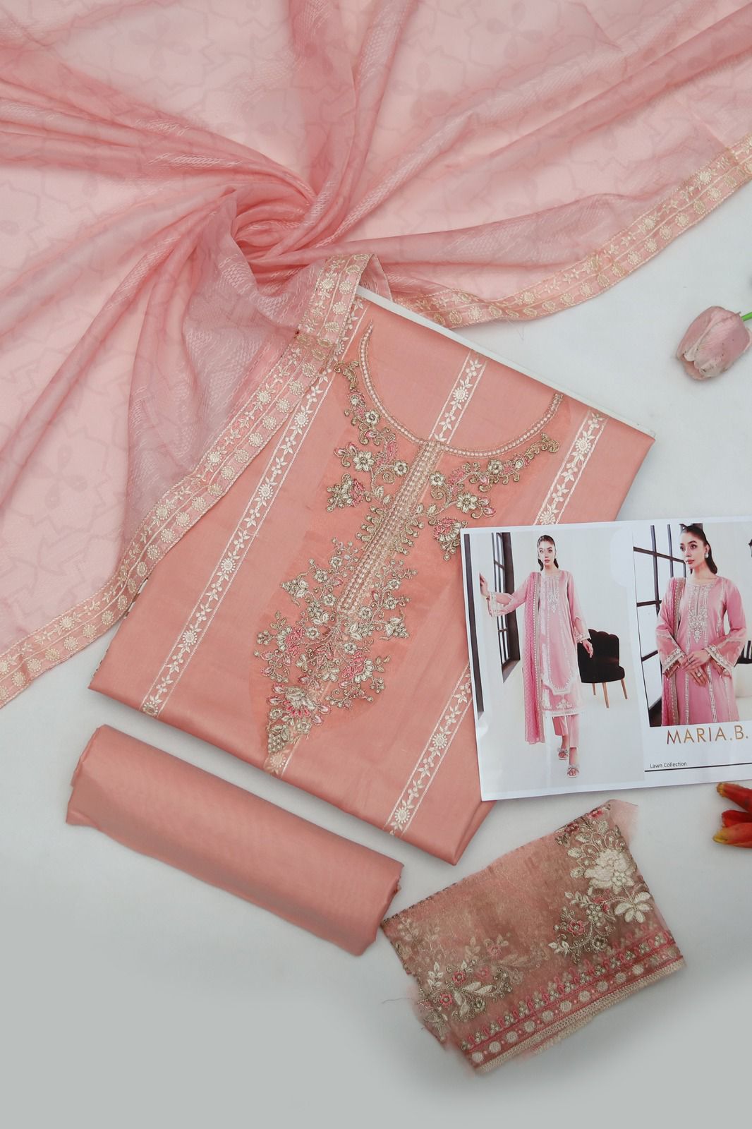 3 pc luxury lawn embroidery by MARIA B |CODE 009