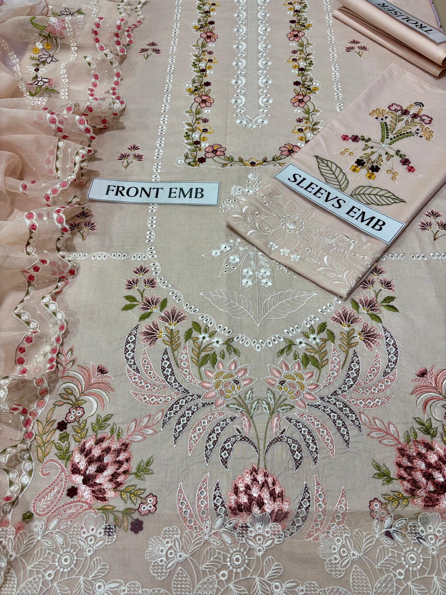 3 pc luxury lawn embroidery suit by ANEELA’S code #006