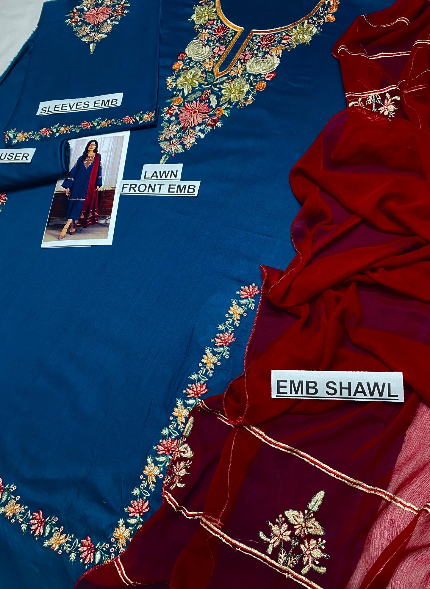 3 pc luxury lawn embroidery suit by CROSS STITCH  code #007