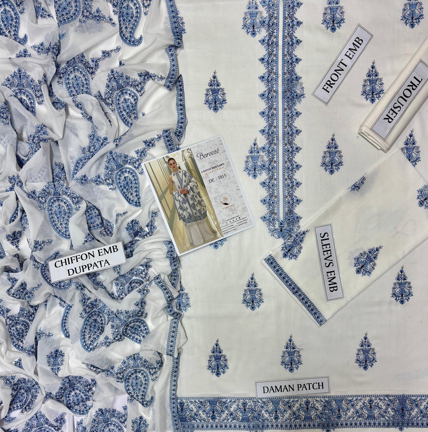 BAREEZE 3 PC EMROIDERY LAWN HIT CODE|1201