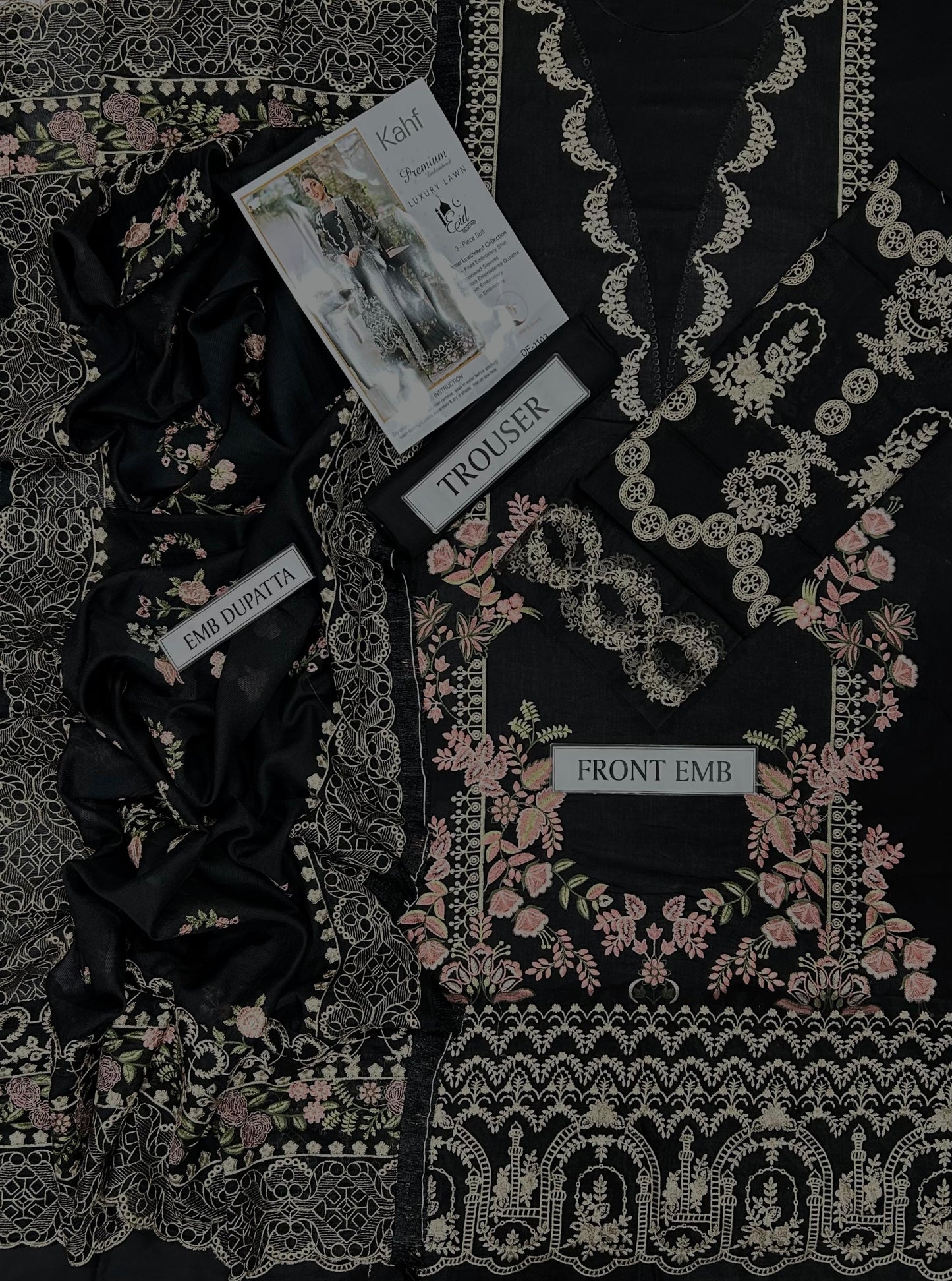 KAHF 3 PC EMROIDERY LAWN HIT CODE|1003